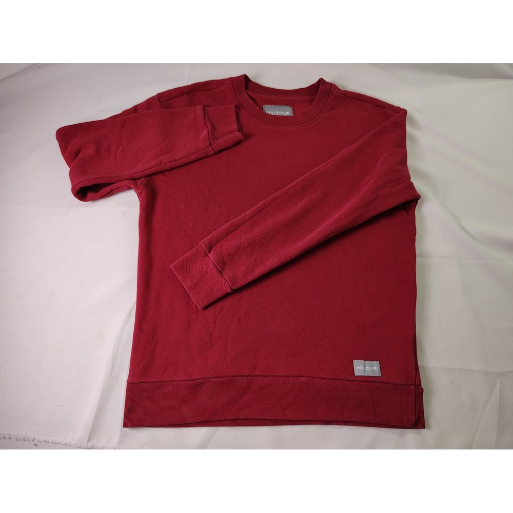 Hollister Relaxed Fit Crewneck Sweatshirt Red Long Sleeve Pullover Fleece XS